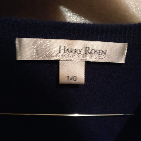 HARRY ROSEN Argyle Blue 100%CASHMERE Warm Pullover Sweater with Measurements L, - Picture 2 of 9